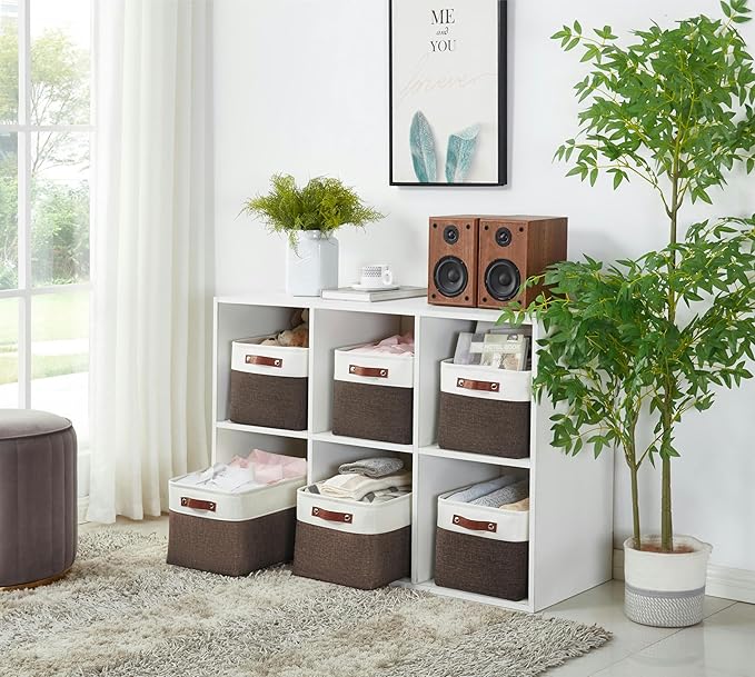Storage Bins, Brown & White, 3 Pack