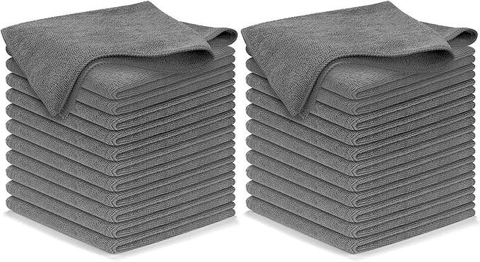 USANOOKS Microfiber Cleaning Cloth Grey - 24 Pcs (12.5"x12.5") - High Performance - 1200 Washes