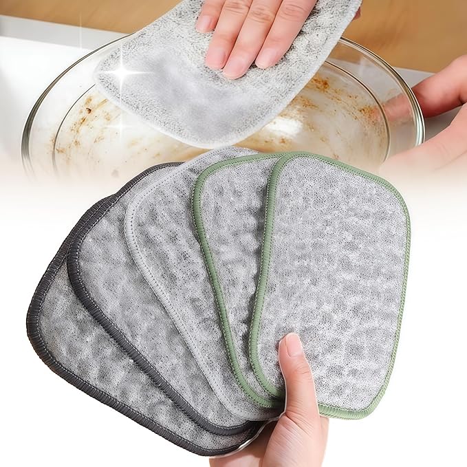 Double Side Non Scratch Wire Dishcloths,Reusable Wet and Dry Wire Dishwashing Rags for Kitchen,Sinks,Pots,Pans (5pcs)