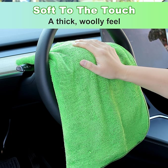 JOYMOOP Microfiber Towels for Cars, 2 Pack 63" x 29.5" Car Drying Towel, Green Reusable Car Towel, Quick Drying Car Microfiber Cleaning Cloth for RVs, SUVs, Trucks