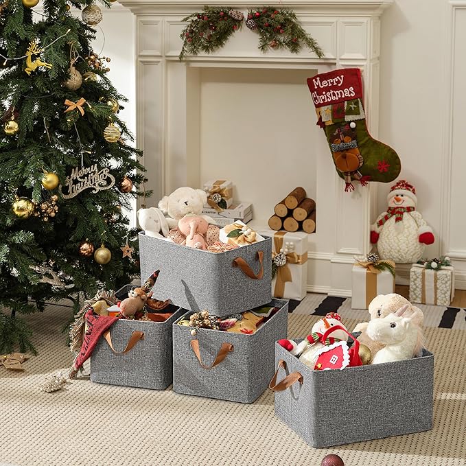 GRANNY SAYS Storage Baskets for Shelves, Closet Organizer Bins, Clothes Storage Bins with Metal Frame, Large Baskets for Organizing and Storage