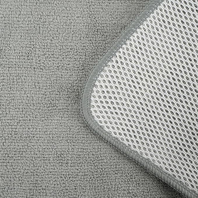 HAWOK Microfiber Cleaning Cloths with Poly Scour Scrub Side, 13 x 13 inches, 50 Pack, Glass Car Window Dish Cloths, Reusable and Machine Washable, Lint-Free, Medium Grey