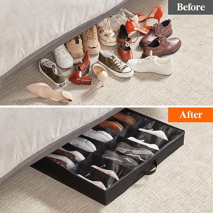 Under Bed Shoe Storage Organizer 2 Pack(12 Shoes Cells)