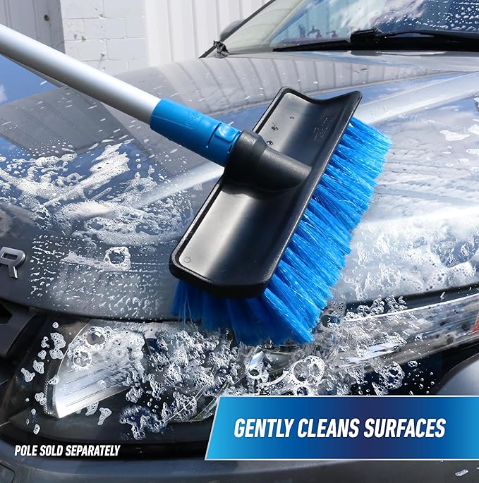 Unger Professional Lock-On HydroPower 10” Bi-Level Soft Wash Brush, Compatible with Waterflow Poles, Outdoor Cleaning Supplies, Great for Patios, Siding, Windows, Cars, and Boats