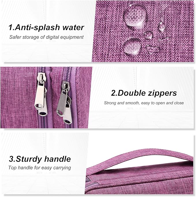SELLYFELLY Electronic Bag Travel Cable Accessories Bag Waterproof Double Layer Electronics Organizer Portable Storage Case for Cable, Cord, Charger, Phone, Adapter, Power Bank, Kindle, Hard Drives