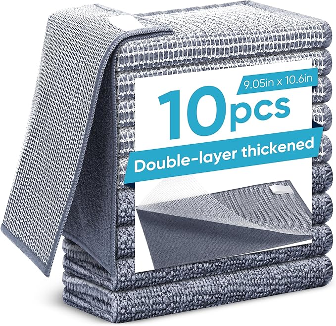 Forggon10 Pcs New Upgrade 2-Layer Non Scratch Wire Dishcloth,Wire Dishwashing Rag, Non-Scratch Wire Dishwashing Rags for Wet and Dry, Kitchen Cleaning Dish Rags for Cookware,Sinks, Dishes,Stove