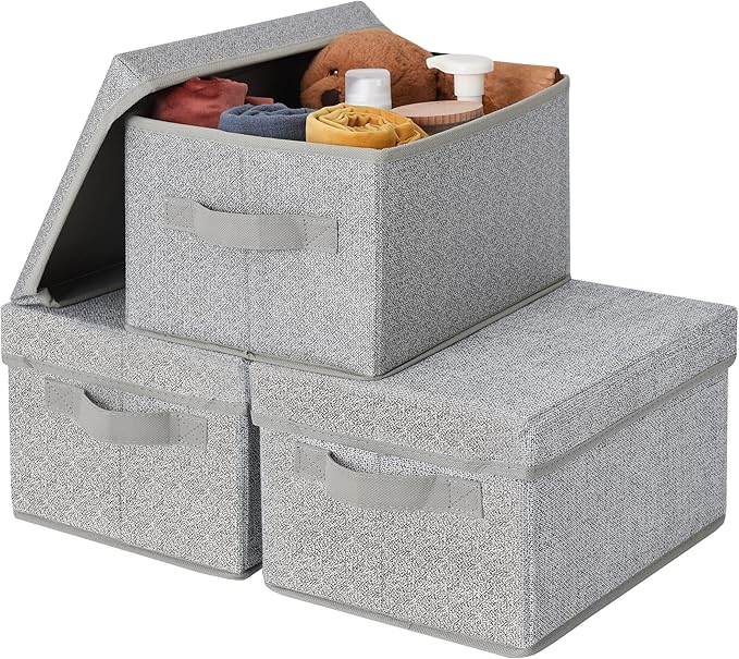 SAYS Small Storage Bins with Lids, Fabric Storage Boxes