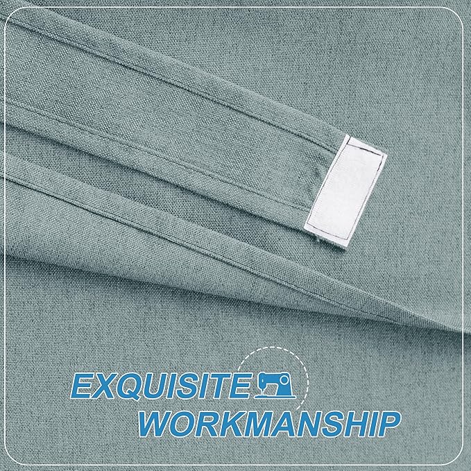 RYB HOME Privacy French Door Curtains, Rich Linen Texture Room Darkening Window Curtains and Drapes Thermal Insulated Tricia Door Blinds for Patio Doorway, W26 x L40 inch, 1 Panel, Stone Blue