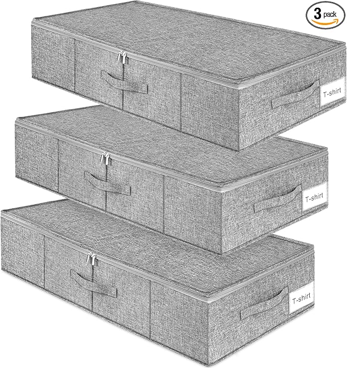 Under Bed Storage, 3 Pack Underbed Storage Container Bags With Lid