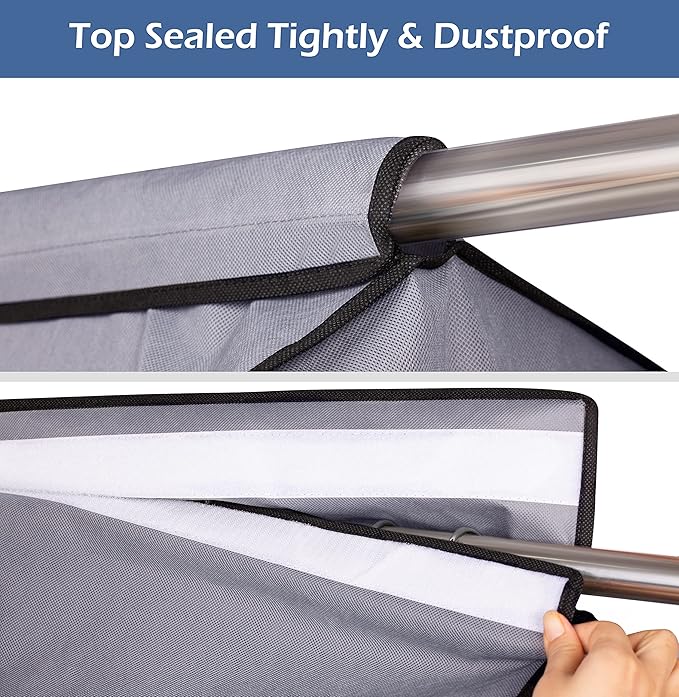 SLEEPING LAMB 43'' Garment Bags for Closet Storage with Zippers Completely Closed Wardrobe for Hanging Clothes Suits Coats Cover, 2 Packs, Grey(Hanging Rod Not Included)