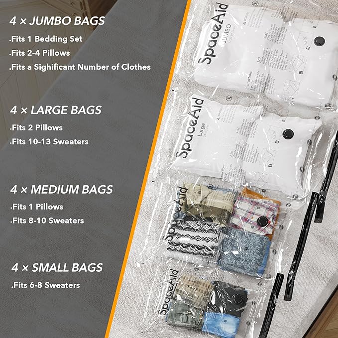 20 Pack Vacuum Storage Bags, Space Saver Sealer Compression Bags for Comforters