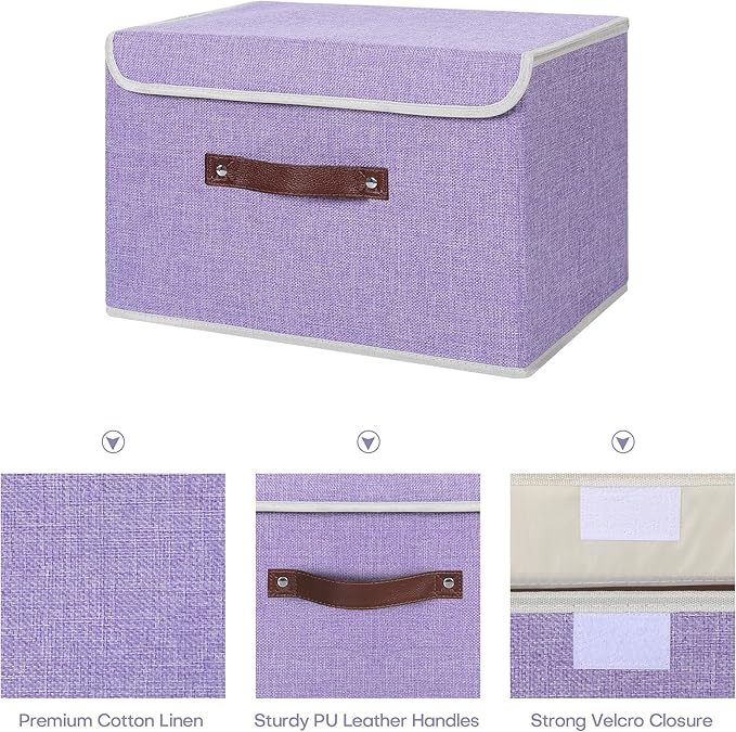 ANMINY 2 Storage Bins w/ Lid - Large Purple
