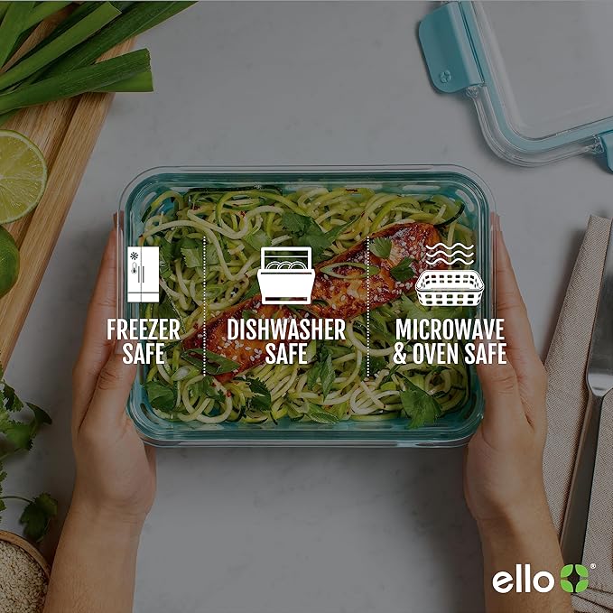 Ello Duraglass 3.4 Cup Meal Prep Sets 6Pc, 3 Pack Set- Glass Food Storage Container with Silicone Sleeve and Airtight BPA-Free Plastic Lids
