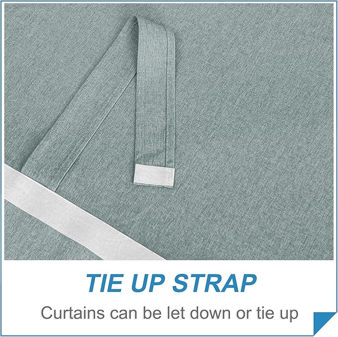 RYB HOME Privacy French Door Curtains, Rich Linen Texture Room Darkening Window Curtains and Drapes Thermal Insulated Tricia Door Blinds for Patio Doorway, W26 x L40 inch, 1 Panel, Stone Blue