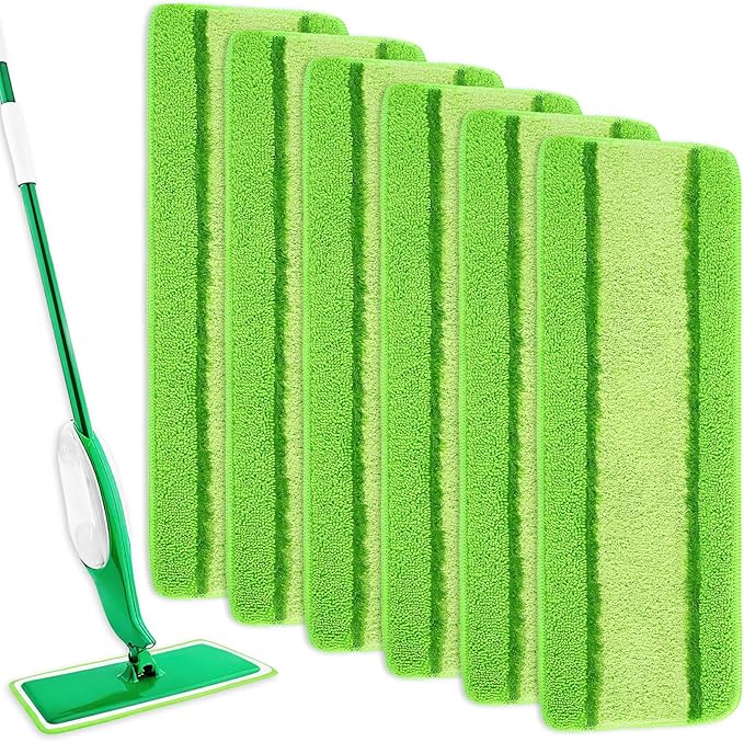 6 Pack Upgraded Spray Mop Refills for Libman Freedom Spray Mop, Washable Microfiber Spray Mop Replacement Head, 6 Count Reusable Mop Pads