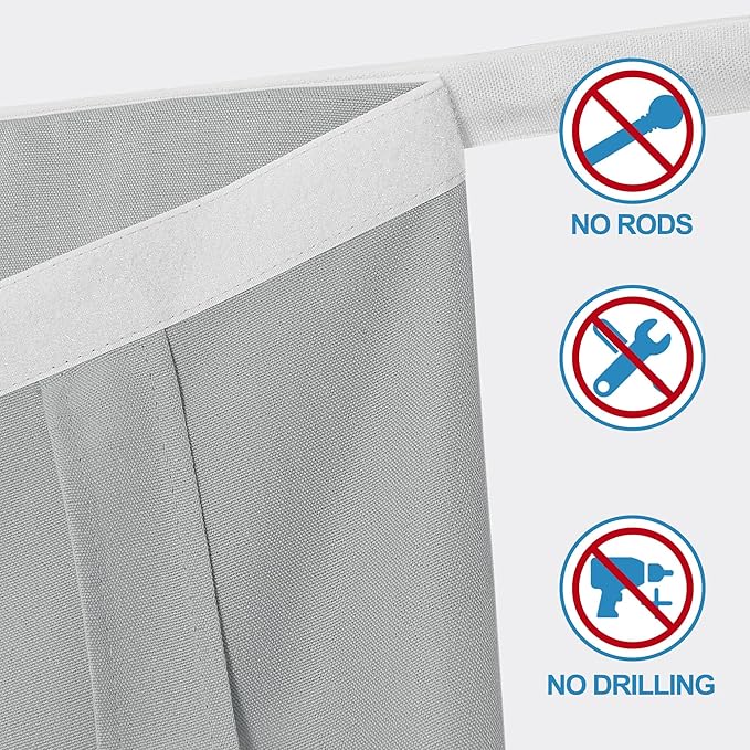 RYB HOME Faux Linen Blended Curtain for Classroom Glass Window, Light Filtering Small Door Window Draperys Privacy for Kitchen Dinning Home,1 Panel, 12W x 40L inches,Light Grey