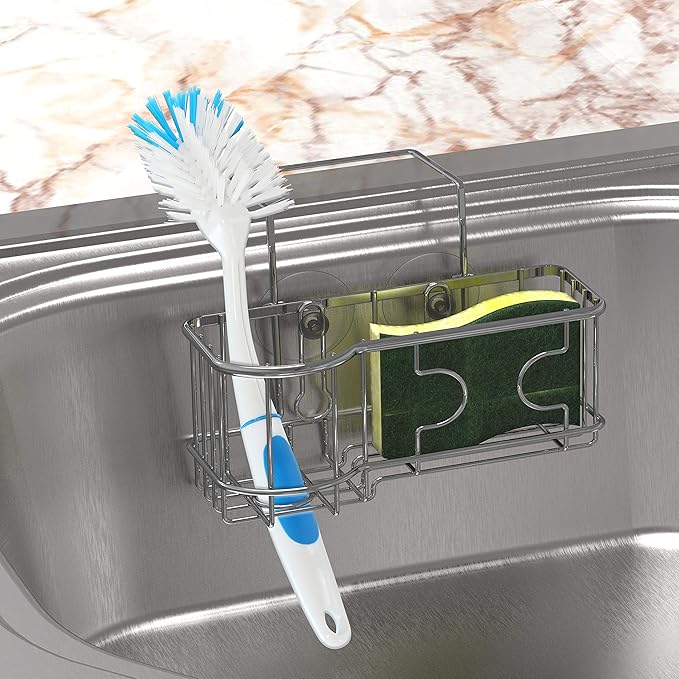 Simple Houseware Kitchen Sink Caddy Organizer for Brush Sponge Holder, Chrome