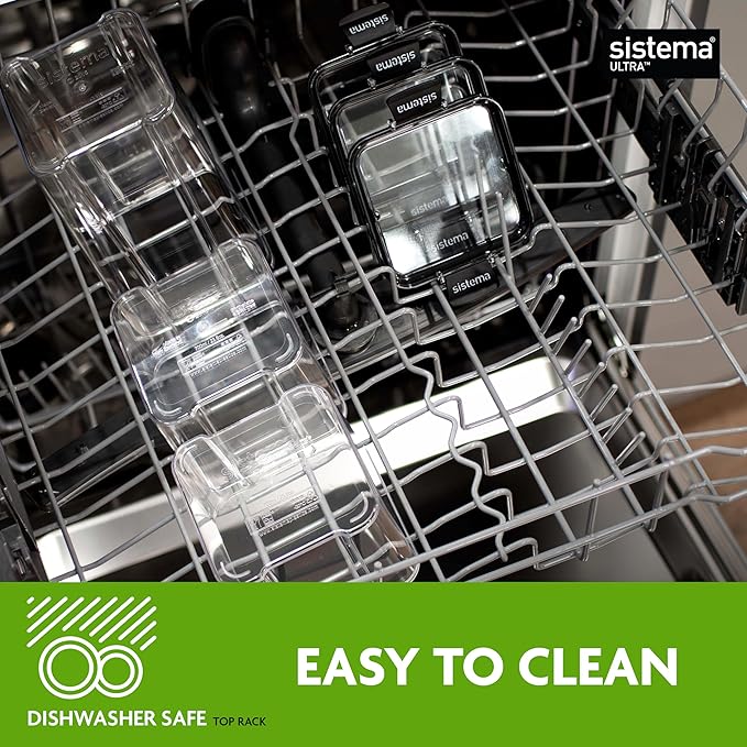 Sistema Tritan Ultra Airtight Pantry & Kitchen Storage Containers, 3-Pack, Clear Stackable Square Food Storage, BPA-Free, Dishwasher & Freezer-Safe