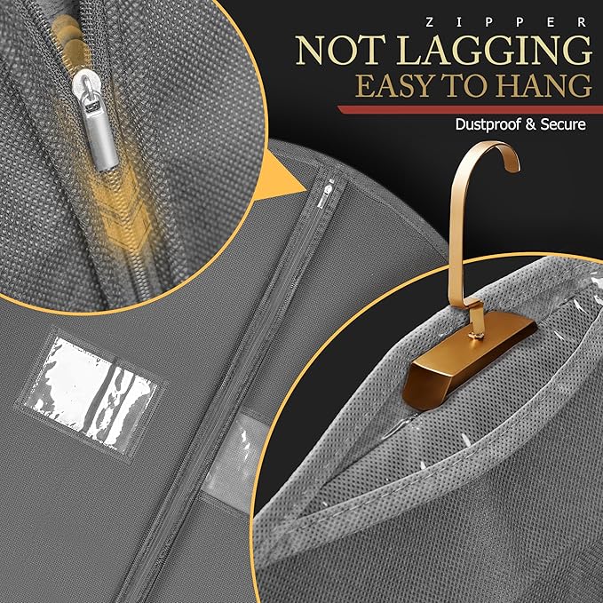 5 Pack 40-inch Suit Bag Garment Bag for Travel and Storage, Gray