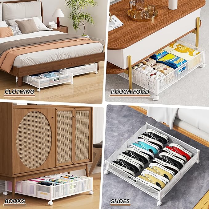 Under Bed Storage, Under the Bed Storage Containers with Wheels, Under Bed Shoe Storage Organizer Drawer