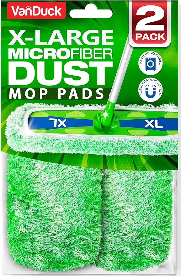 VanDuck XL Dust Mop Pads Compatible with Swiffer XL (2 Pack) - Extra Large Dry Pads Refills - Microfiber Covers Reusable Mop Heads (Handle is Not Included)
