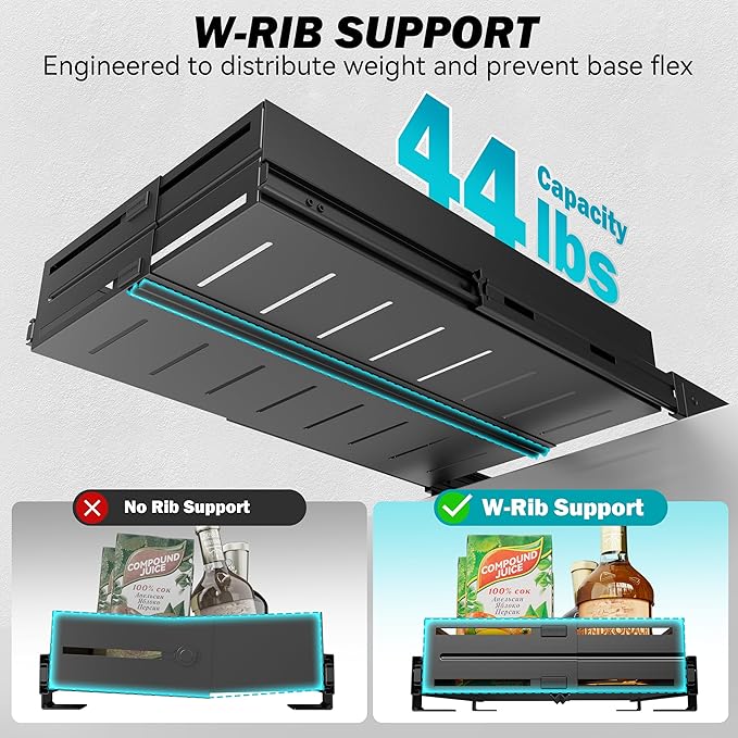Pull Out Cabinet Organizer, Expandable Width 8"-13", Heavy Duty Metal Slide Out Drawers for Cabinets, Expandable Cabinet Pull Out Shelves for Kitchen, Pantry, Bathroom, Black