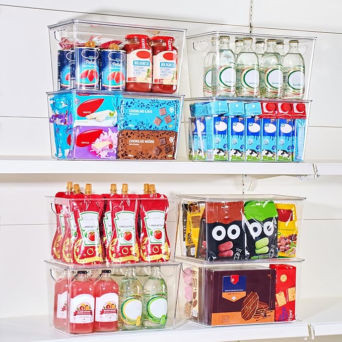 theaoo Clear Storage Bins with Lids Stackable - XLarge Plastic Containers for Pantry Organization and Storage - Perfect for kitchen,Fridge