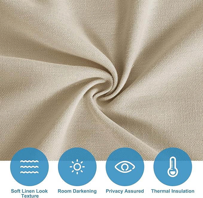 RYB HOME Tricia Faux Linen French Door Curtain - 26" x 69" Beige