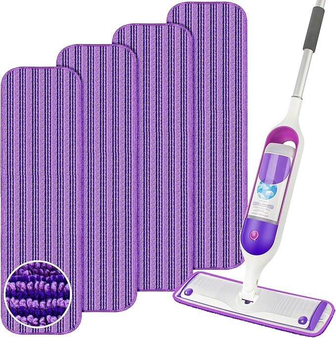 Reusable Mop Refills Pads for Swiffer PowerMop, 4 Pack Power Mop Refill Pads Microfiber PowerMop Pads Washable 15” Wet Pads Mopping Cloths for Multi-Surface & All Types of Floors, Purple