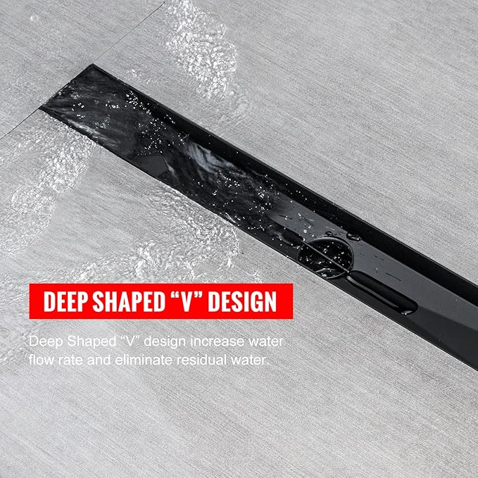 SaniteModar Linear Shower Drain, Black Linear Drain 36 inch with Flat and Tile Insert 2 in 1 Panel