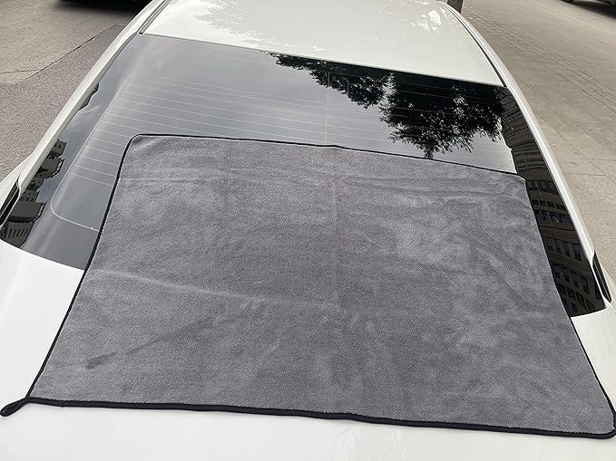 Large Microfiber Drying Towel for Car, Great Thick Soft Plush Towels, 36 x 24inches 800GSM Thickness, Quality, Washable, Absorbency No Scratch Lint Free Drying Towel (36 x 24inches,Grey-Yellow,1pack)
