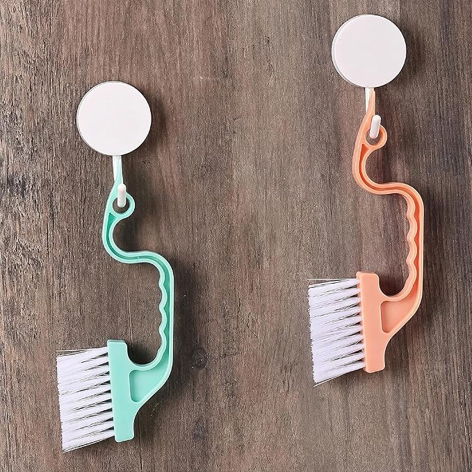 Slick- Window Track Cleaning Brush, 4 Pack, Pastel Colors Ergonomic Handle, Built-in Scraper, Multipurpose, Window Track Cleaning Tools