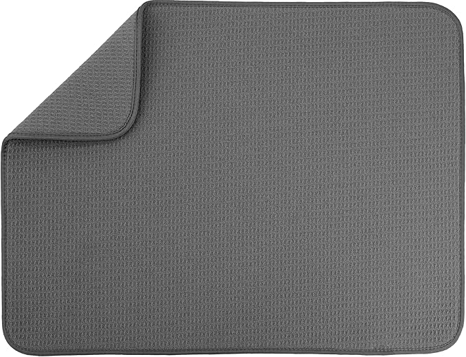INC. Dish Drying Mat XL, 18” x 24”, Charcoal