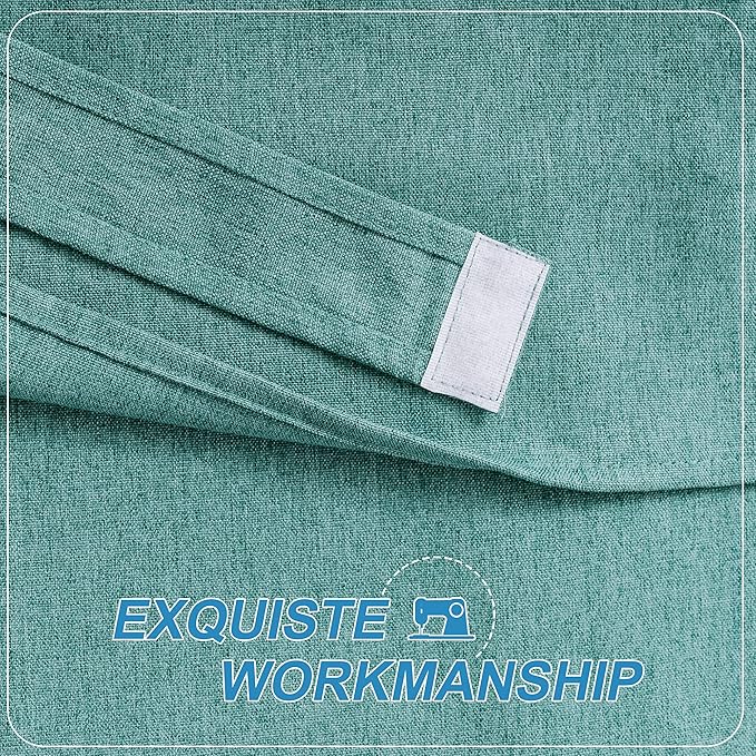 RYB HOME Tricia Door Curtains, Durable High Woven Linen Window Blinds Vertical Privacy Room Darkening Patio/French Door Drapery Sidelight Curtain, W26 x L69, 1 Pc, Turquoise
