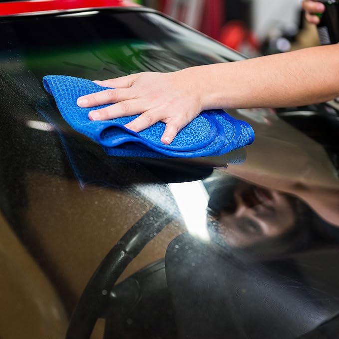 Chemical Guys MIC_708_1 Waffle Weave Towel for Home & Auto Glass, Windows, Mirrors & More, Blue (24 in. x 16 in.)